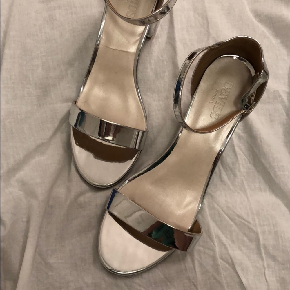 David’s Bridal Silver Block Heels